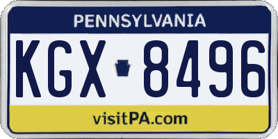 PA license plate KGX8496