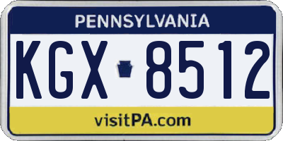 PA license plate KGX8512