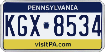 PA license plate KGX8534