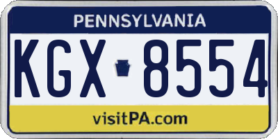 PA license plate KGX8554