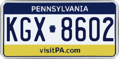 PA license plate KGX8602