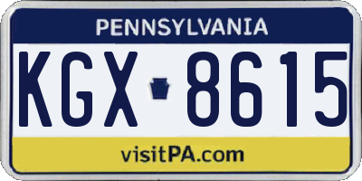 PA license plate KGX8615