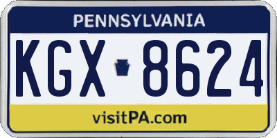 PA license plate KGX8624
