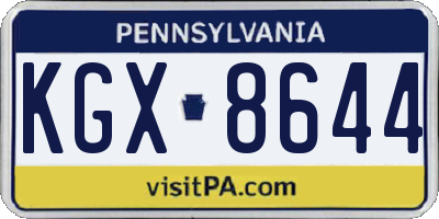 PA license plate KGX8644