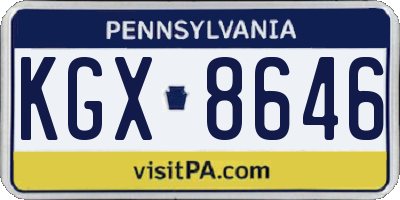 PA license plate KGX8646
