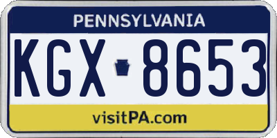 PA license plate KGX8653