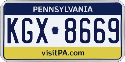 PA license plate KGX8669