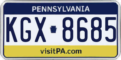 PA license plate KGX8685