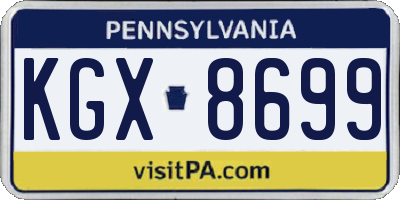 PA license plate KGX8699