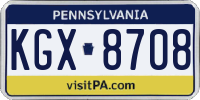 PA license plate KGX8708
