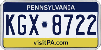 PA license plate KGX8722