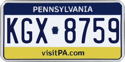 PA license plate KGX8759