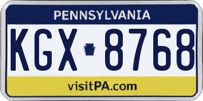 PA license plate KGX8768