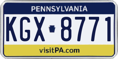 PA license plate KGX8771