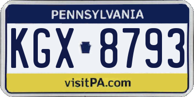 PA license plate KGX8793