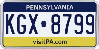 PA license plate KGX8799