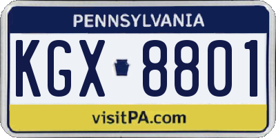 PA license plate KGX8801