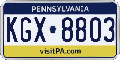 PA license plate KGX8803