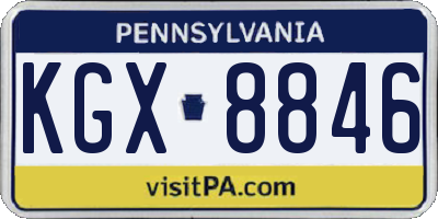 PA license plate KGX8846