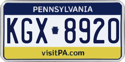 PA license plate KGX8920