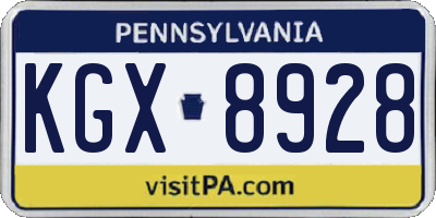 PA license plate KGX8928