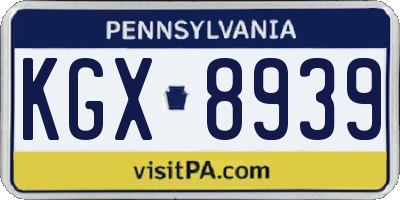 PA license plate KGX8939
