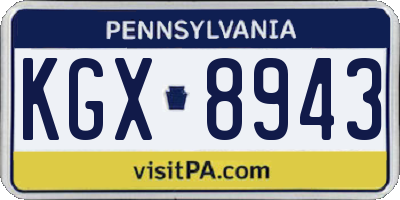 PA license plate KGX8943