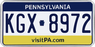 PA license plate KGX8972