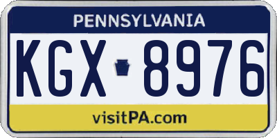 PA license plate KGX8976