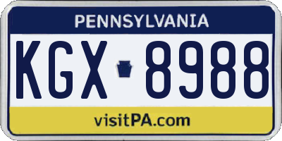 PA license plate KGX8988