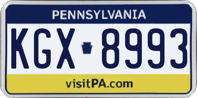PA license plate KGX8993