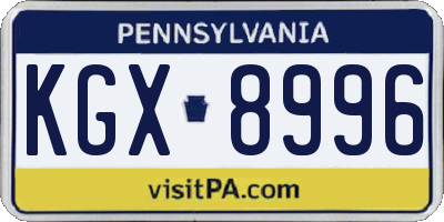 PA license plate KGX8996