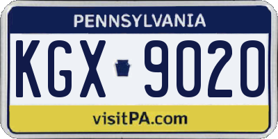 PA license plate KGX9020