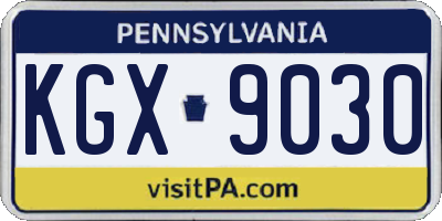 PA license plate KGX9030