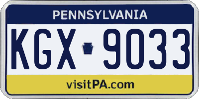 PA license plate KGX9033