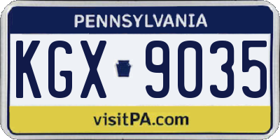 PA license plate KGX9035