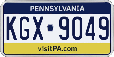 PA license plate KGX9049