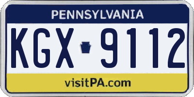 PA license plate KGX9112