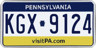 PA license plate KGX9124