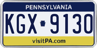 PA license plate KGX9130
