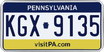 PA license plate KGX9135