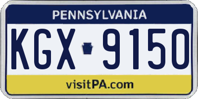 PA license plate KGX9150