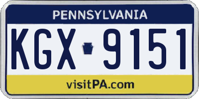 PA license plate KGX9151