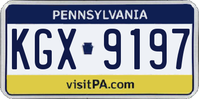 PA license plate KGX9197