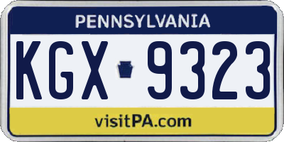PA license plate KGX9323