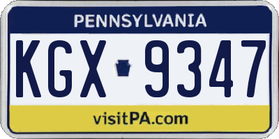 PA license plate KGX9347