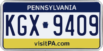 PA license plate KGX9409