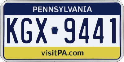 PA license plate KGX9441