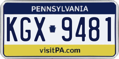 PA license plate KGX9481