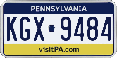 PA license plate KGX9484